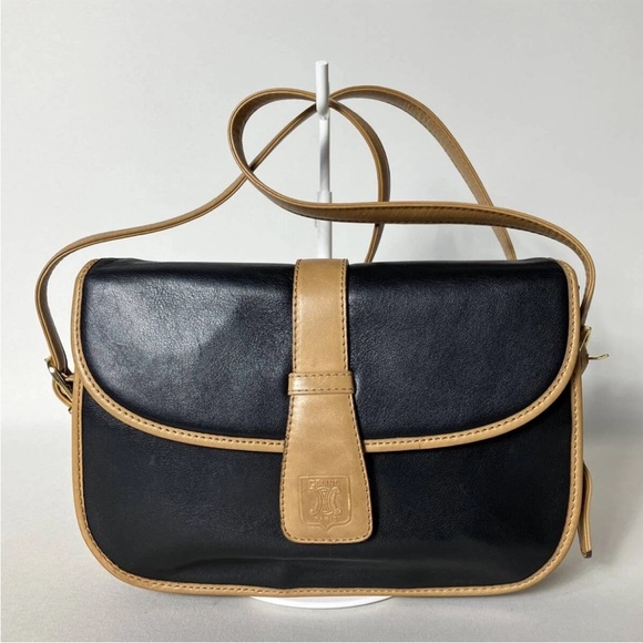 Celine Handbags - Celine Black and Tan Crossbody Bag
